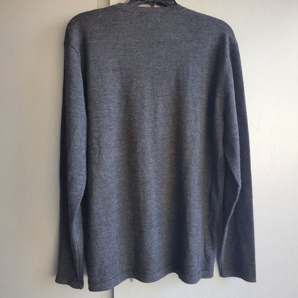 Alfani Mens Merino Wool Lightweight Sweater Size M Grey Stripe V Neck - Picture 4 of 6